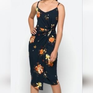 Nine Britton Navy Blue and Orange Slip Dress Spaghetti Strap